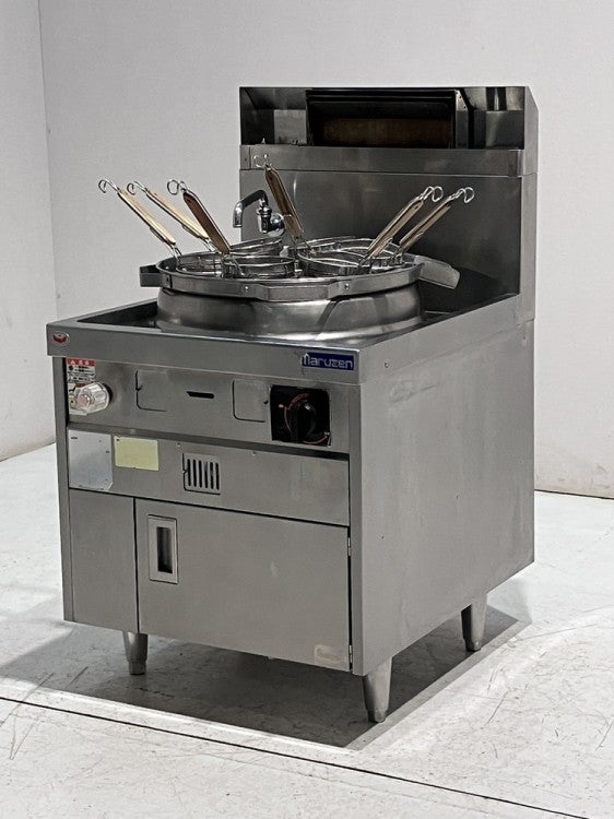 4434 マルゼン◆茹で麺機◆LPガス◆MR-15M◆はやわき鍋セット W650*D750*H720+BG400 マルゼン（MARUZEN） MR-15M ラーメン釜 ゆで麺機 後方排気式 : 厨房