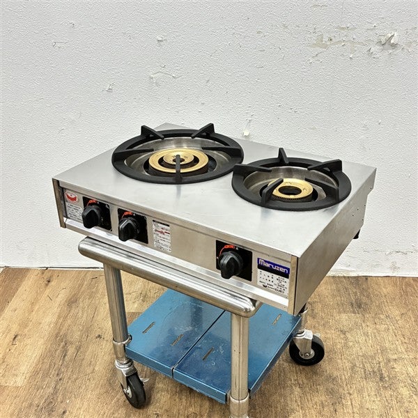 □中古品 マルゼン卓上2口コンロ M-212C LPガス 2019年