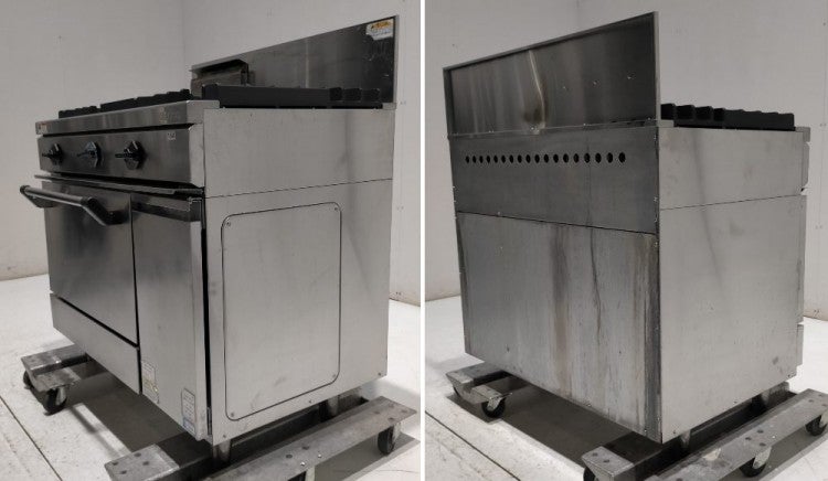 ■中古品 タニコー3口ガスレンジ オーブン付き 都市ガス TSGR-0921A W900xD750ｘH860(BG1060)mm 動作問題なし■ タニコー 3口ガスレンジ TSGR-0921 | 無限堂厨房ネットショップ