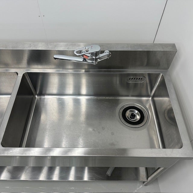 G4953　2槽シンク　蛇口３か所　送料A　札幌　業務用　厨房用品　　プラクラ南9条店　カード決済可能 HP2-1000,HPC2-1000【東製作所】二槽シンク【組立式】 幅1000×奥行600