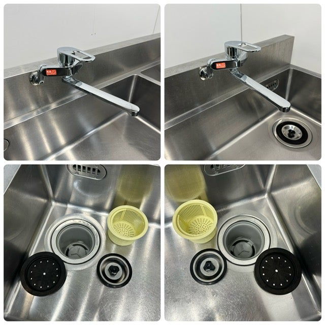G4953　2槽シンク　蛇口３か所　送料A　札幌　業務用　厨房用品　　プラクラ南9条店　カード決済可能 HP2-1000,HPC2-1000【東製作所】二槽シンク【組立式】 幅1000×奥行600
