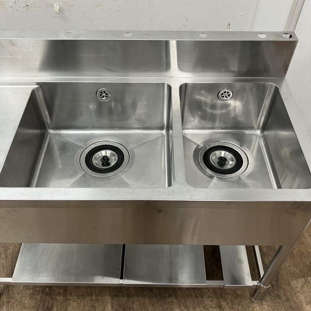 左水切り付き2槽シンク 1200*600*800 | 無限堂厨房ネットショップ