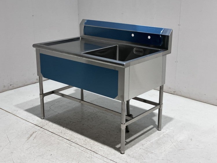 ☆地域限定送料無料☆工場整備品☆水切りシンク　幅1200 業務用 水切り付1槽シンク 未使用品 ※備考欄必読 | 無限堂厨房ネットショップ
