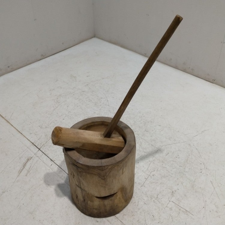 【中古臼＋杵セット】木製餅つき臼 餅つき 杵＆臼セット | 無限堂厨房ネットショップ